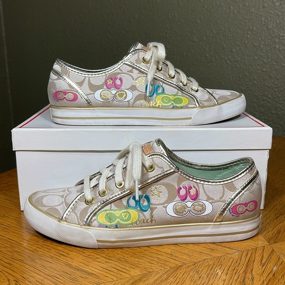 HTF COACH DEE POPPY DAISY C APPLIQUE SIGNATURE SNEAKERS - Picture 2 of 16